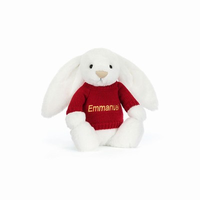 Jellycat Bashful Luxe Bunny Luna with Red Jumper USA | 63795XIJL